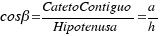 cosβ = CatetoContiguo/Hipotenusa=a/h