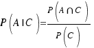 {P(A|C)={P(A{inter}C)}/{P(C)}}