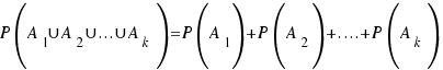 {P(A_1{union}A_2{union}...{union}A_k)=P(A_1)+P(A_2)+....+P(A_k)}