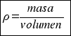 tabular{11}{11}{{rho = masa/volumen}}